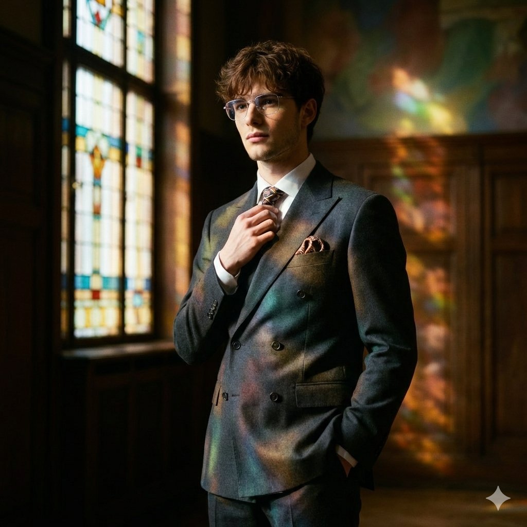 Vintage Suit Stained Glass Portrait