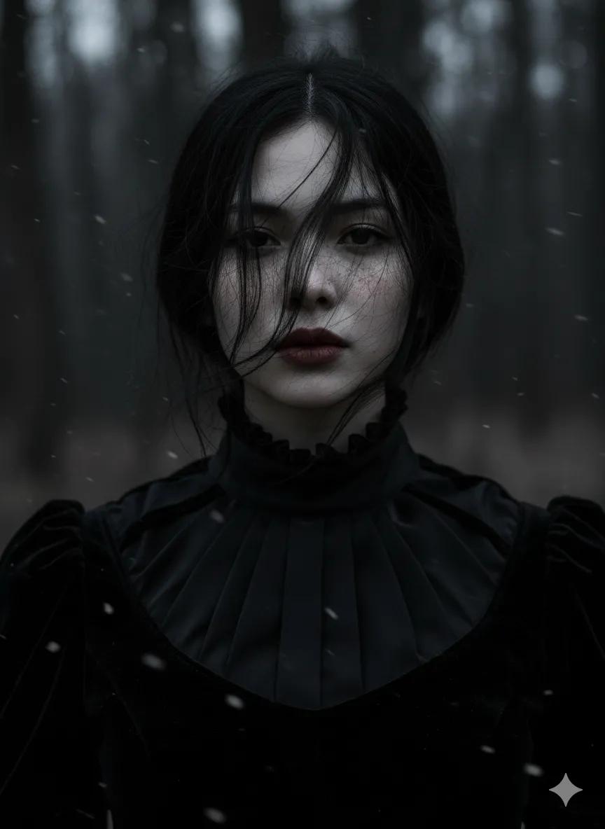 Mysterious Gothic Woman Night Portrait