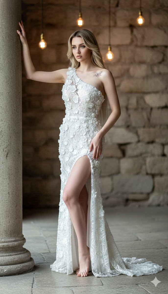 Blonde Beauty White Gown Portrait