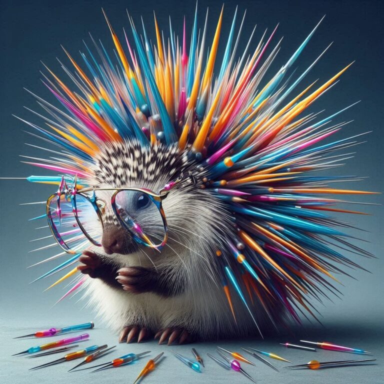 Porcupine With Colorful Futuristic Spikes Wearing Glasses