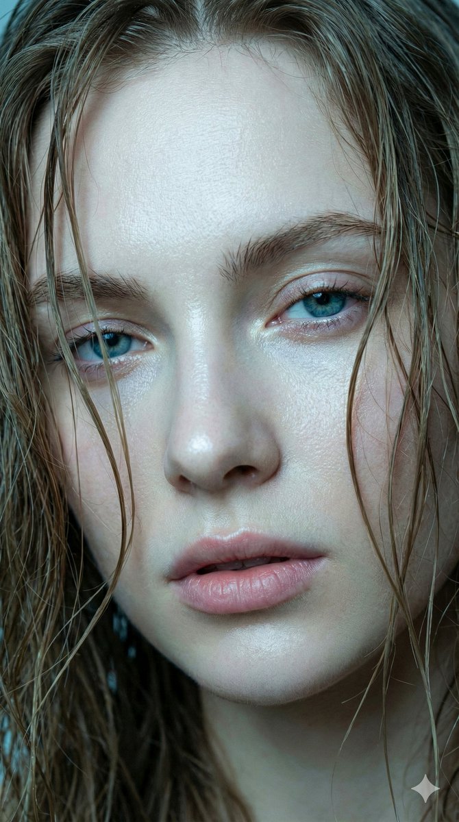 Piercing Blue Eyes Wet Portrait
