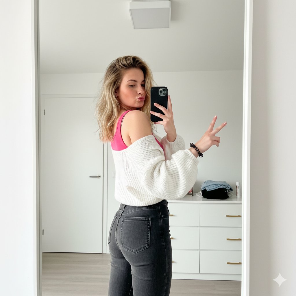 Playful Pink Mirror Selfie Style