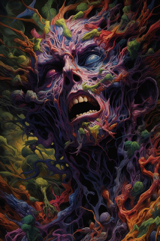 Figure Covered in Dark Paint Grotesque Psychedelic Horror