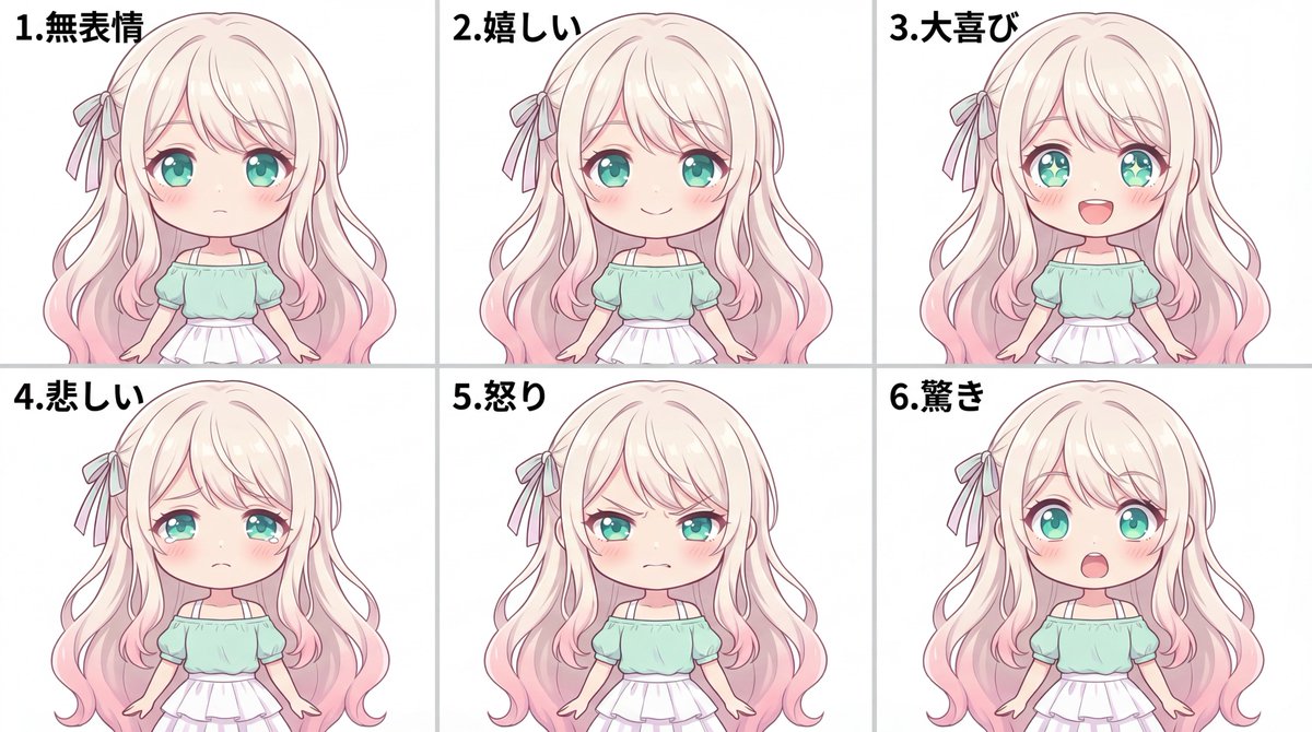 Anime Character Expression Sheet