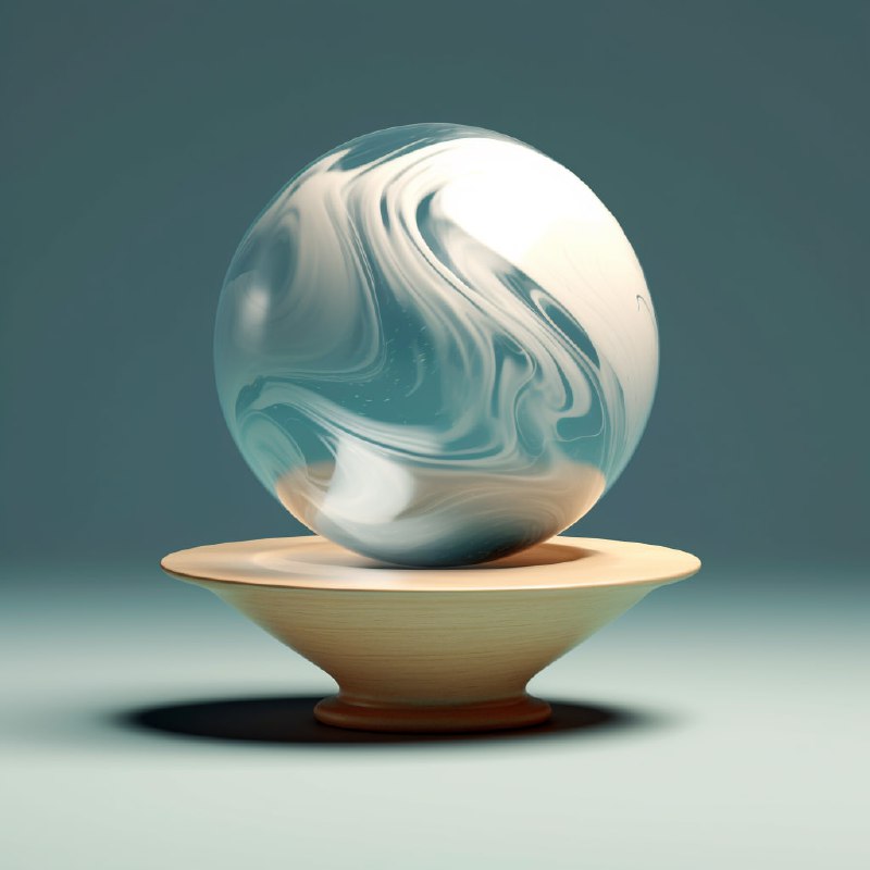 Levitating Matte Glass Blue Wavy Sphere 3D Render