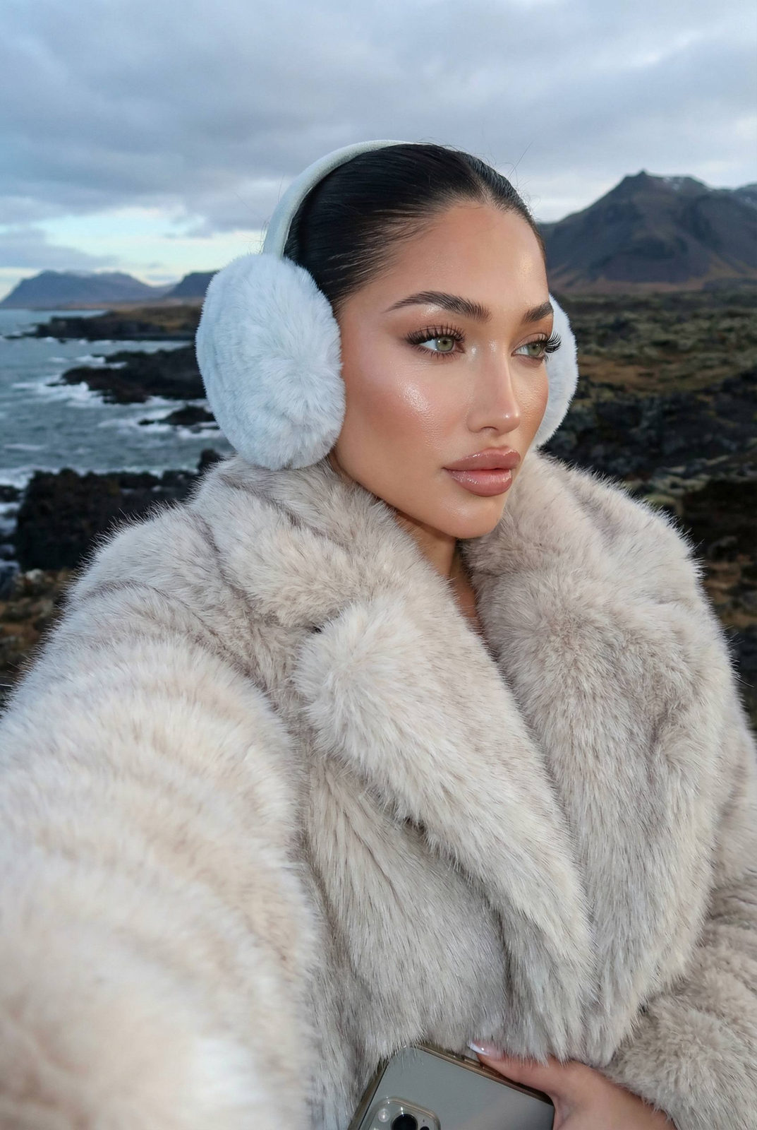 Luxurious Winter Fur Selfie