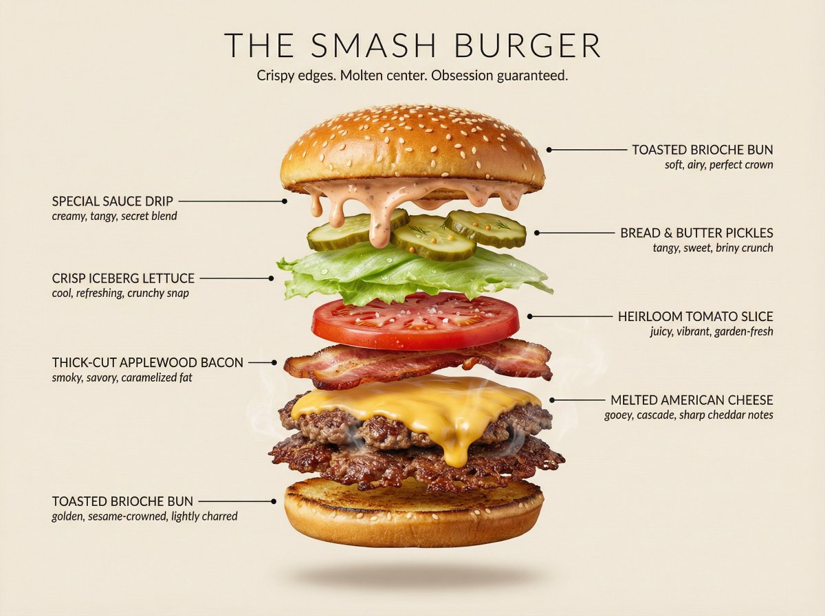 Hyperrealistic Exploded Food Stack