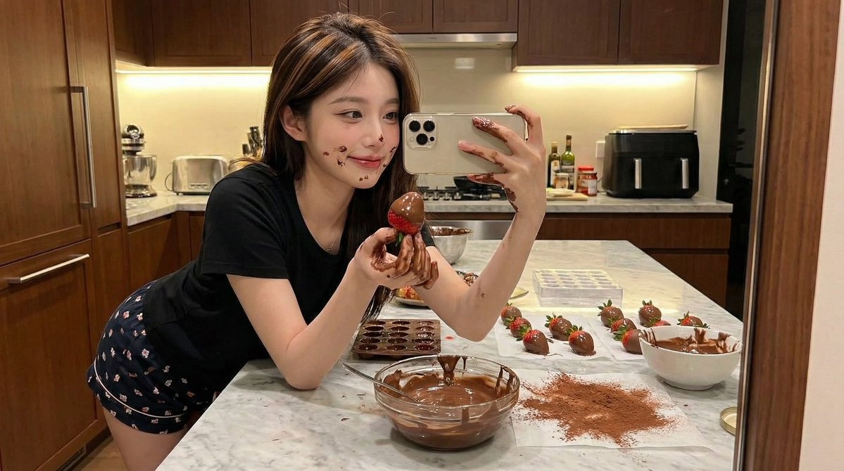 Chocolate Kitchen Selfie