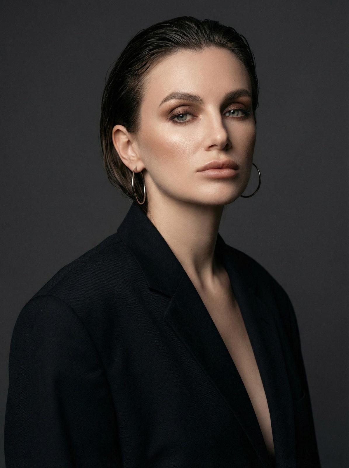 Wet-Hair Model Studio Portrait