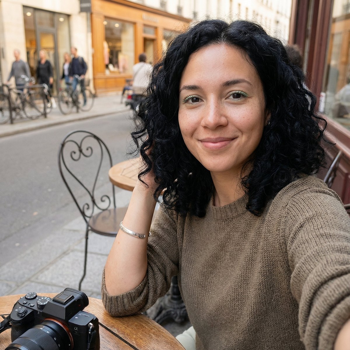Candid Street Cafe Selfie Portrait