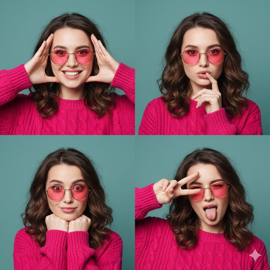 Pink Teal Fashion Collage Portrait