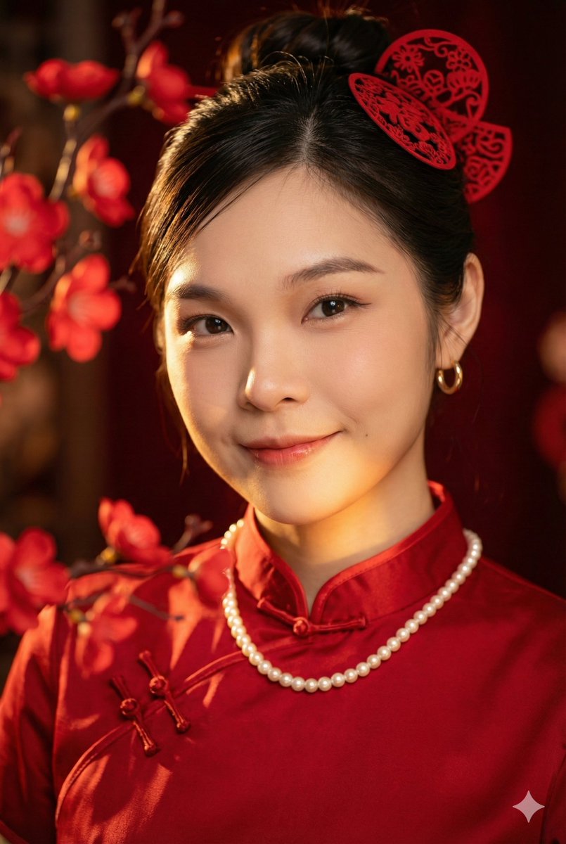 Elegant Qipao Spring Festival Portrait