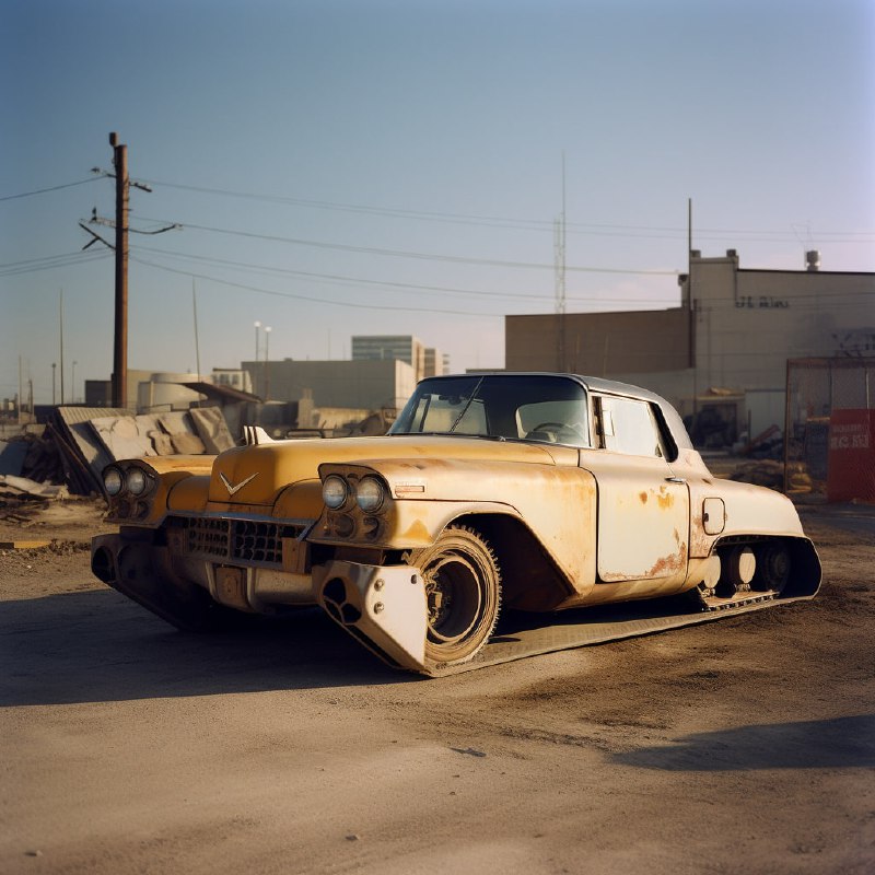 Vintage Cadillac Backhoe on Construction Site Photo