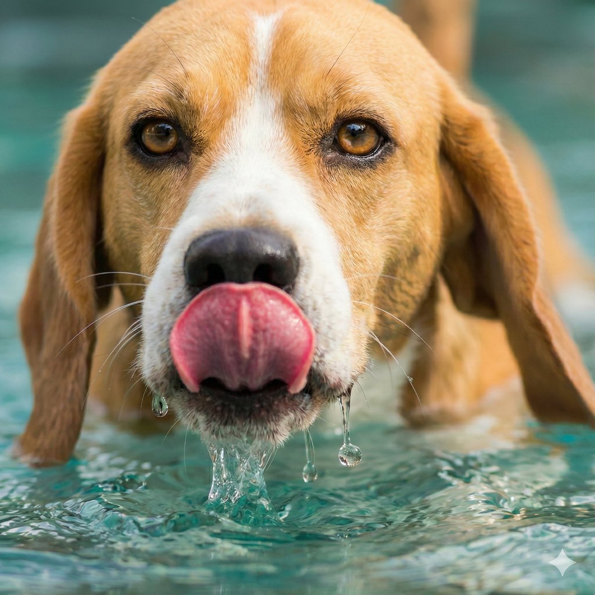 Beagle Drinking Macro Cutie