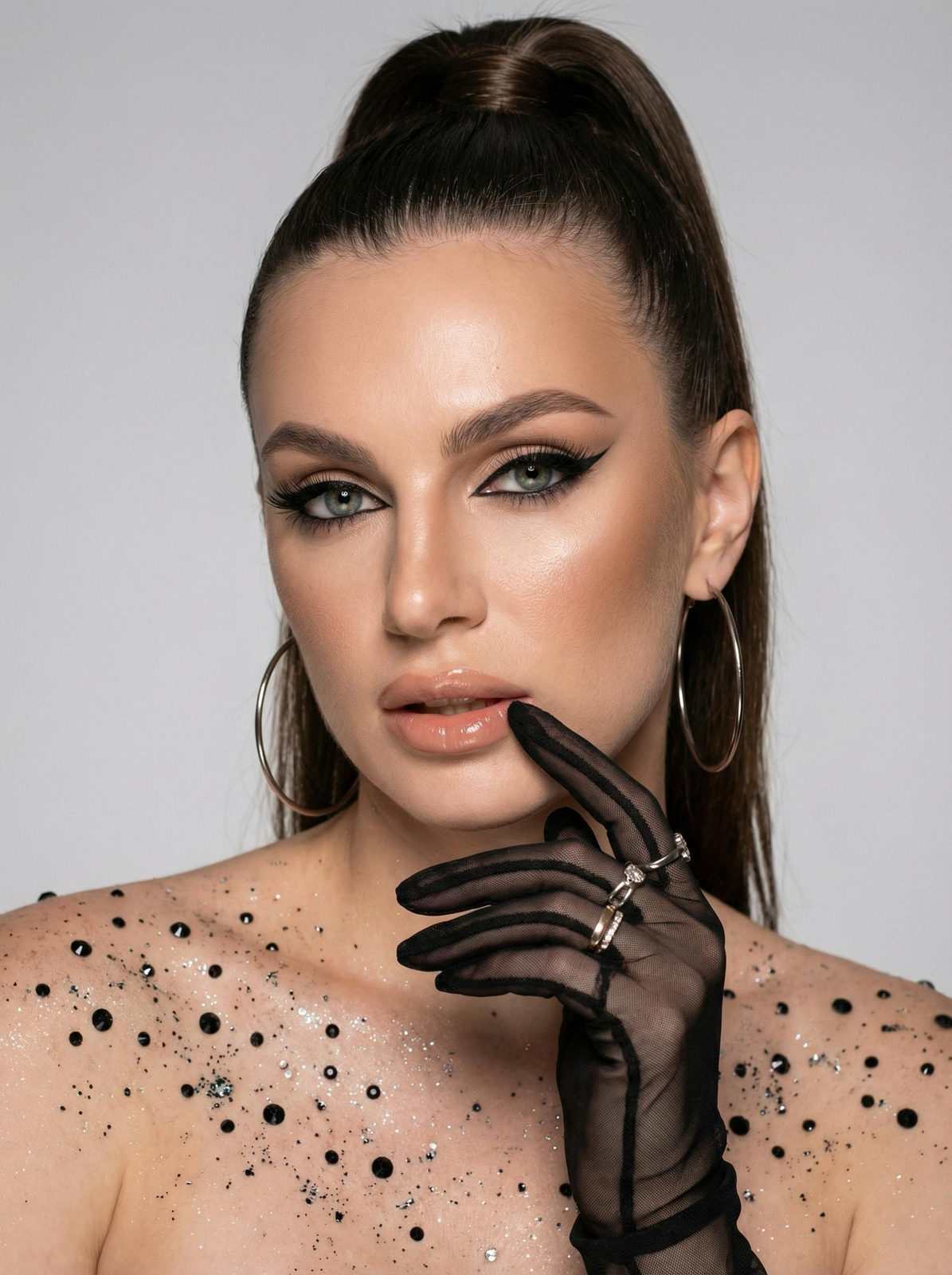 Black Rhinestone Beauty Editorial