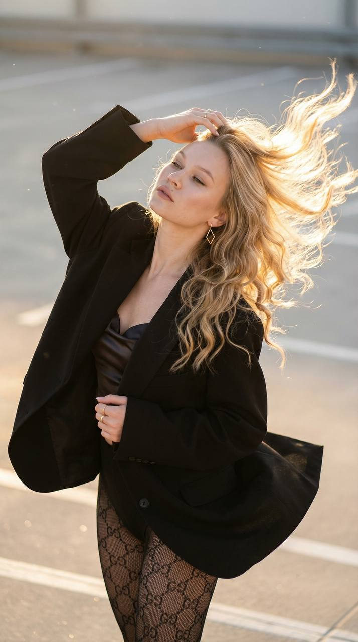 Backlit Fashion Portrait In Wind