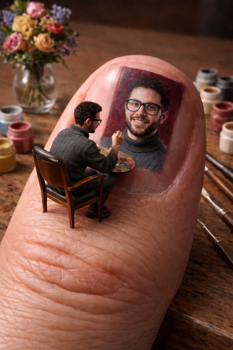 Tiny Artist Painting on a Giant Nail