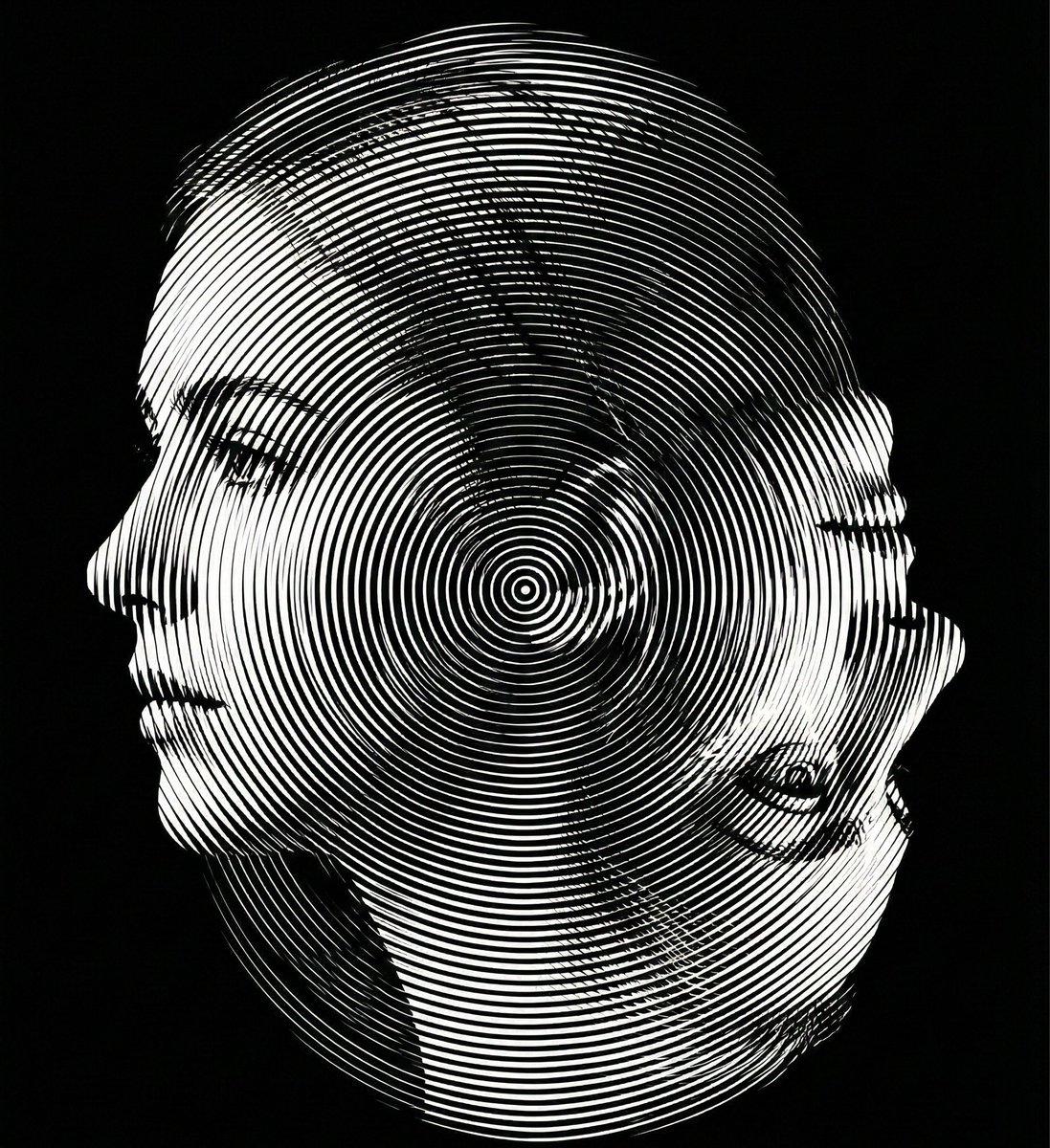 Bidirectional Optical Illusion Portrait