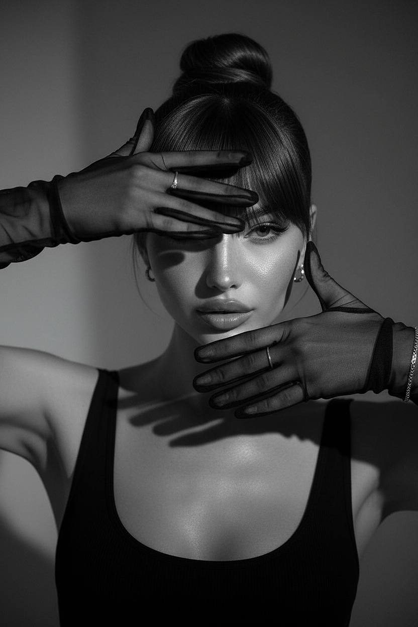 Minimalist Black And White Editorial Portrait