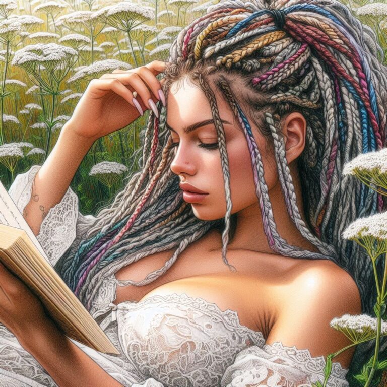 Photorealistic Watercolor Sketch Woman Field