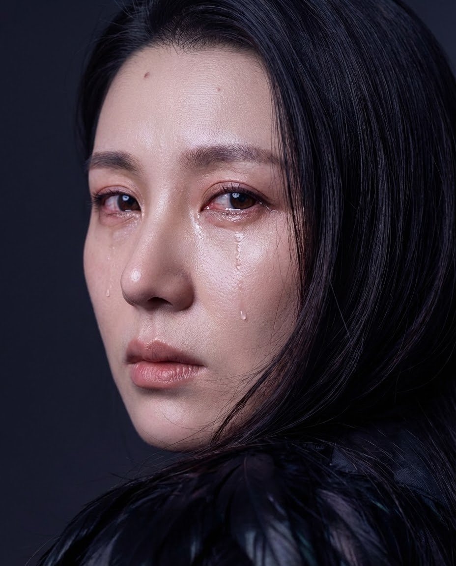 Tearful Girl in Feathers