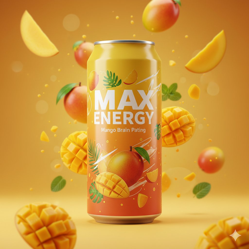 Mango Energy Drink Commercial Shot
