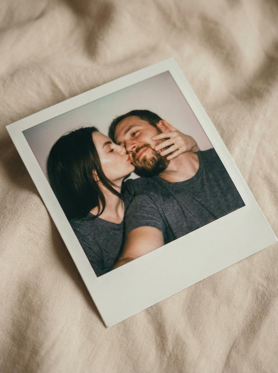 Polaroid Couple Kiss