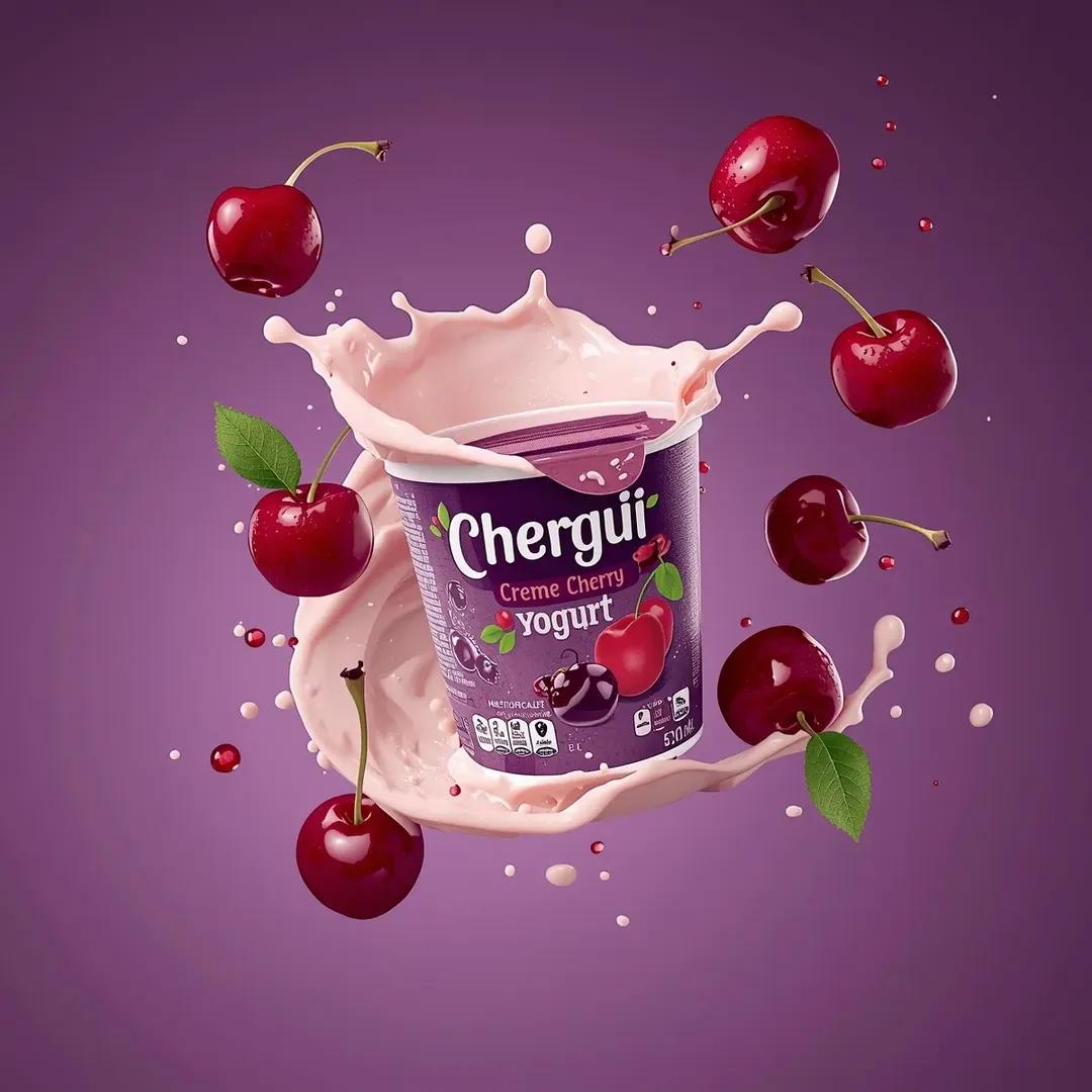 Cherry Yogurt Commercial Splash Photography