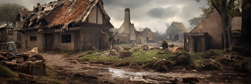 Ruined French Village Post-Apocalyptic Scrap Scene