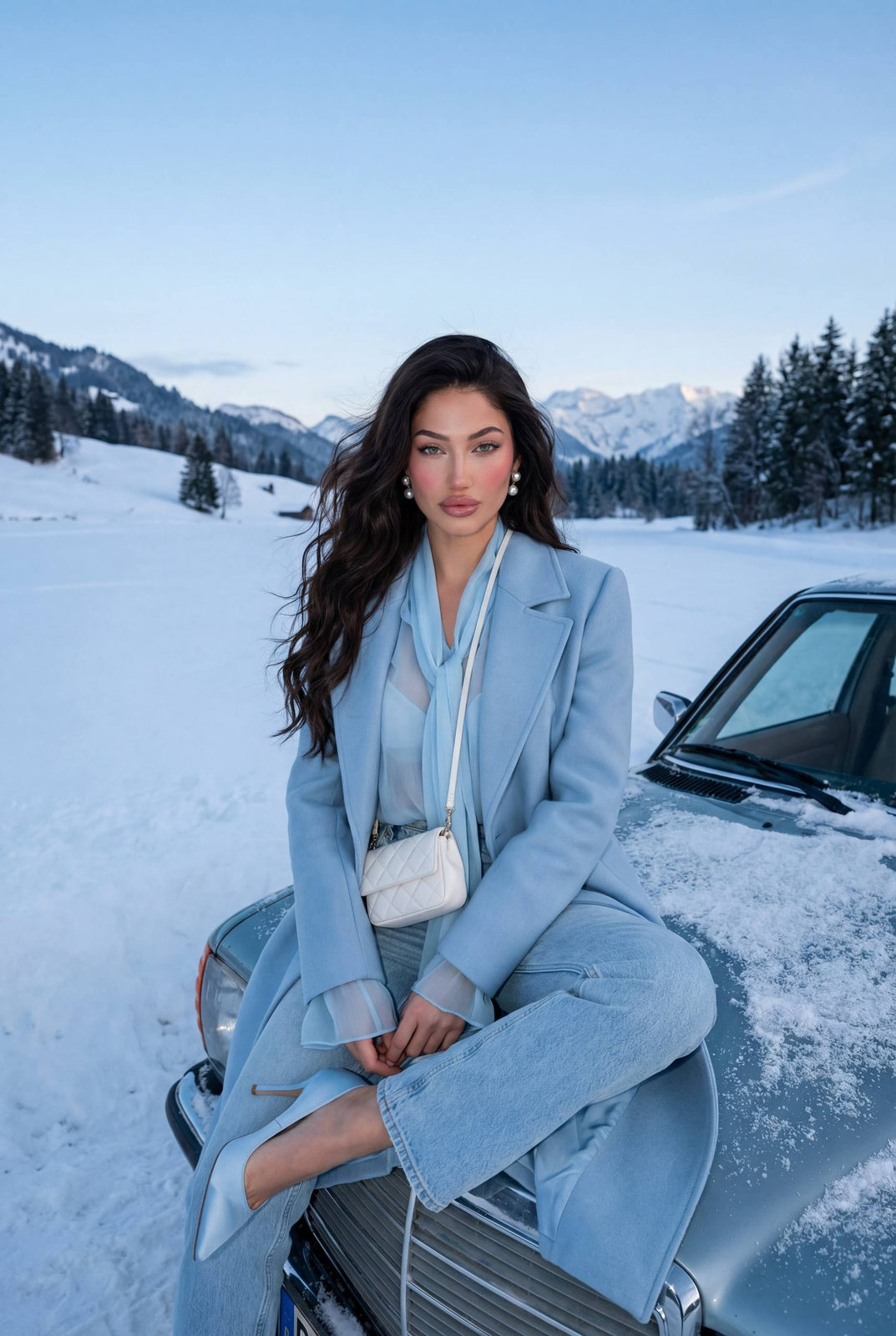Icy Blue Alpine Fashion Editorial