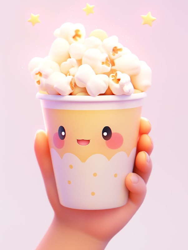 Cartoon 3D Hand Holding Popcorn Cup Soft Light Render