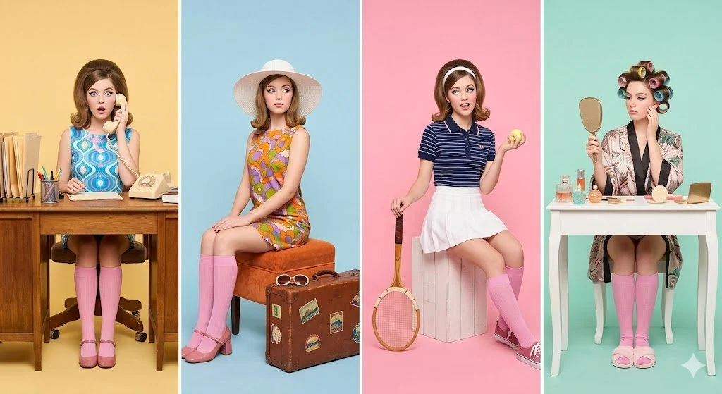 Retro Four Panel Fashion Editorial Shoot