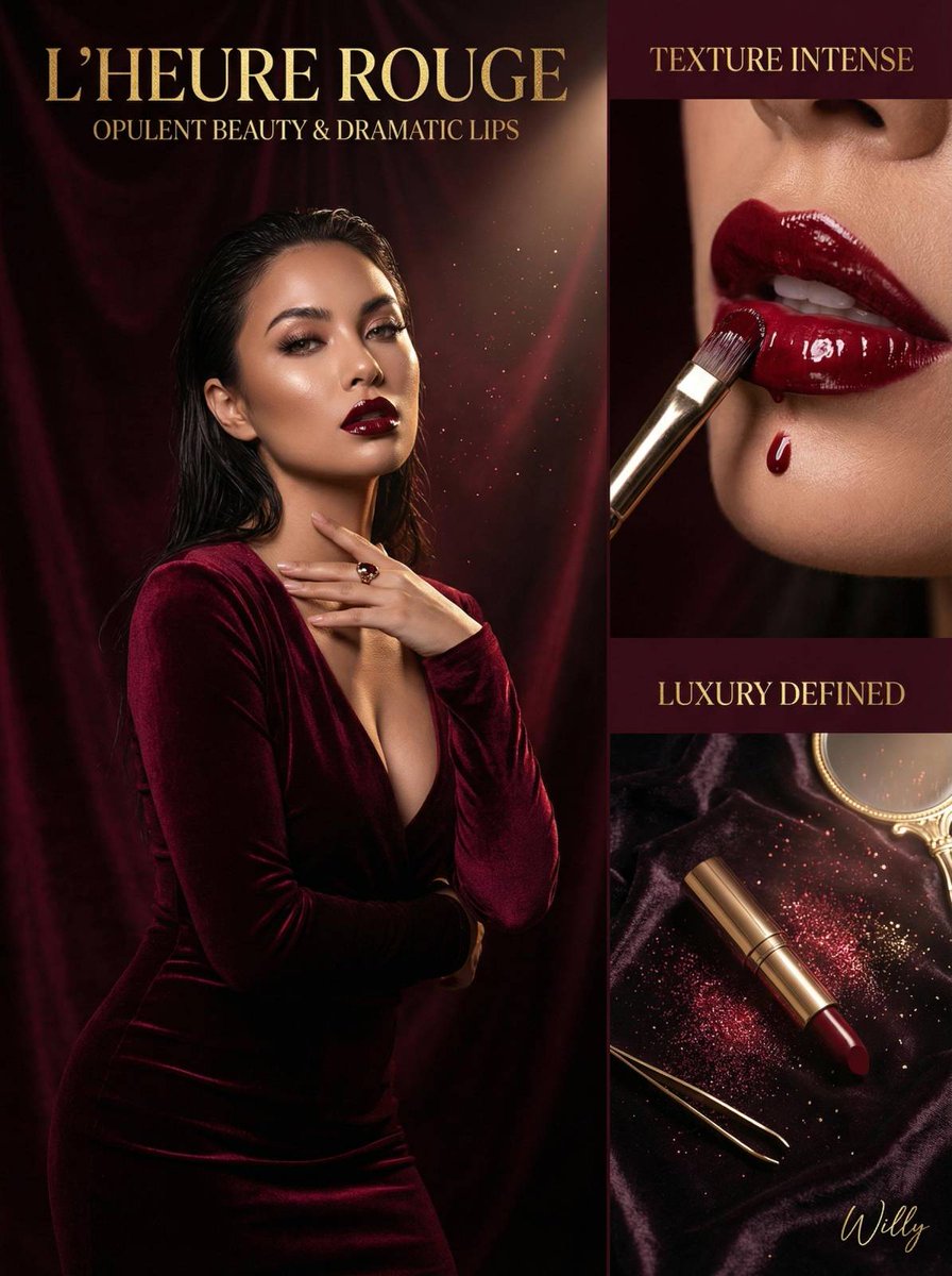 Opulent Burgundy Lipstick Editorial