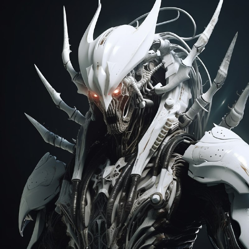 Demonic Mechanical Tau Queen in White Mech Armor