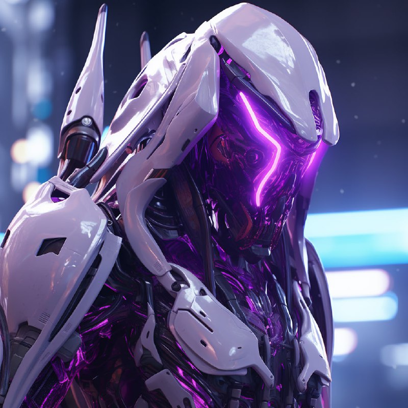 Cyberpunk Alien in Translucent Hooded Mech Suit