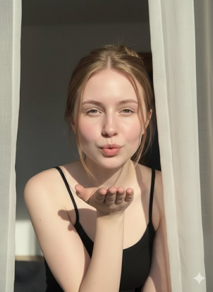 Ethereal Beauty Flying Kiss Portrait