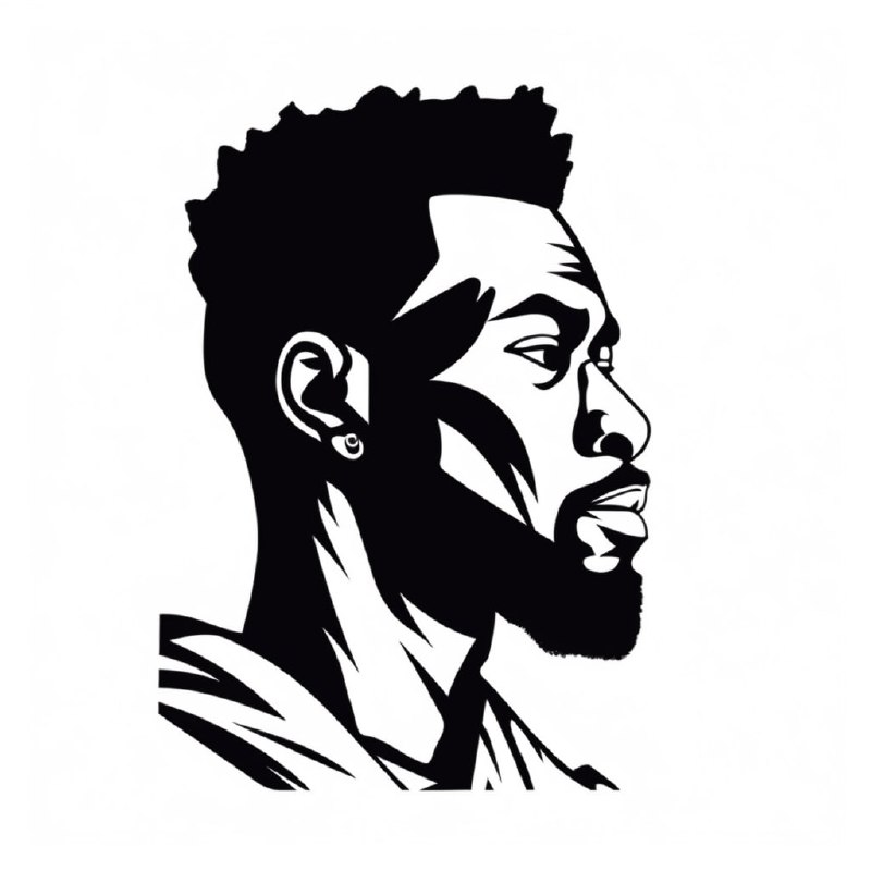 Black Man Sketch Flat Vector Icon Design