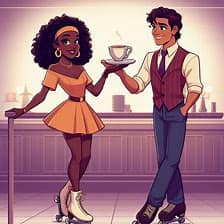 Retro Tiana Serving Coffee to Naveen in Disco Cafe