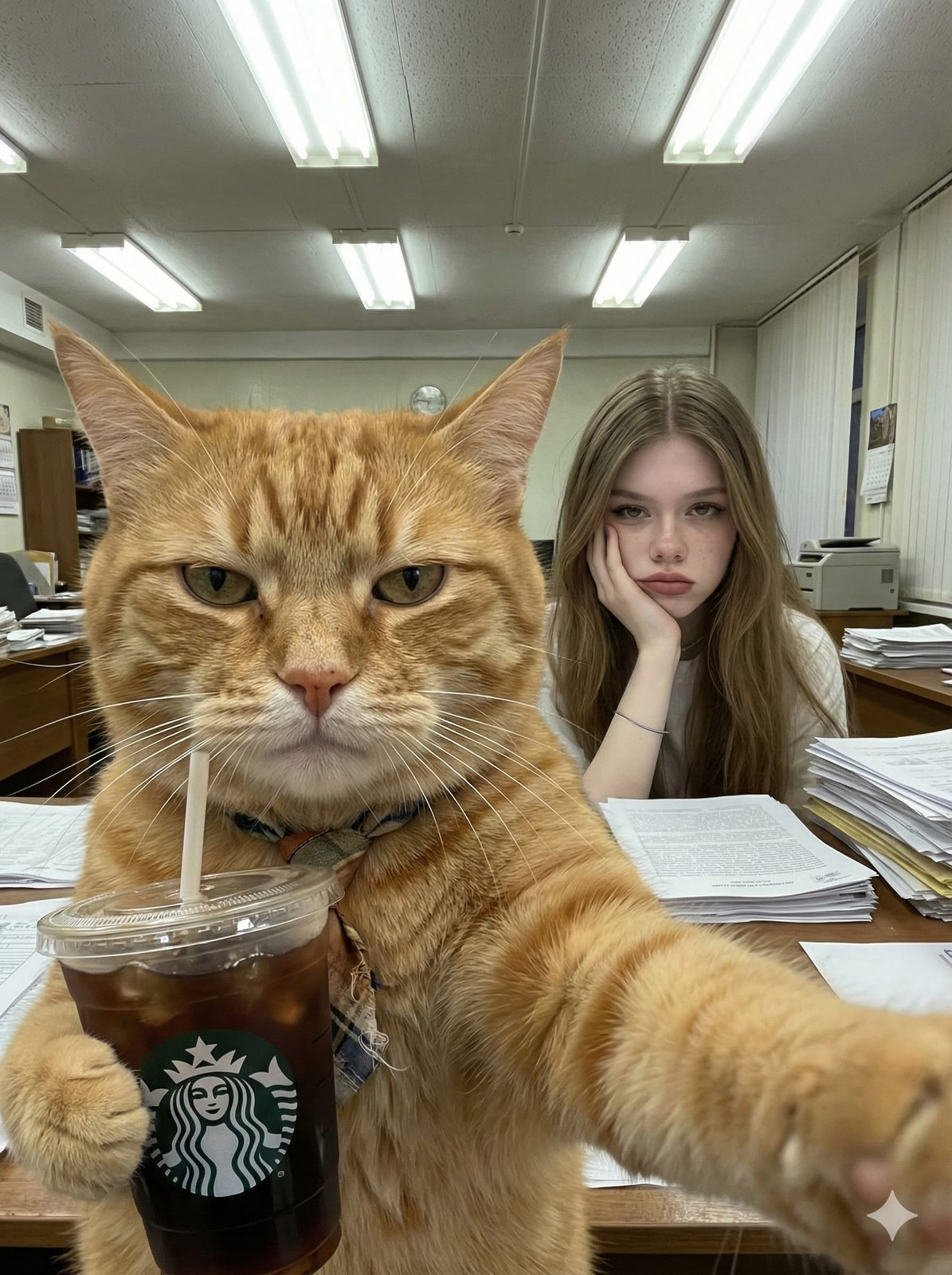 Grumpy Cat Office Selfie Humor