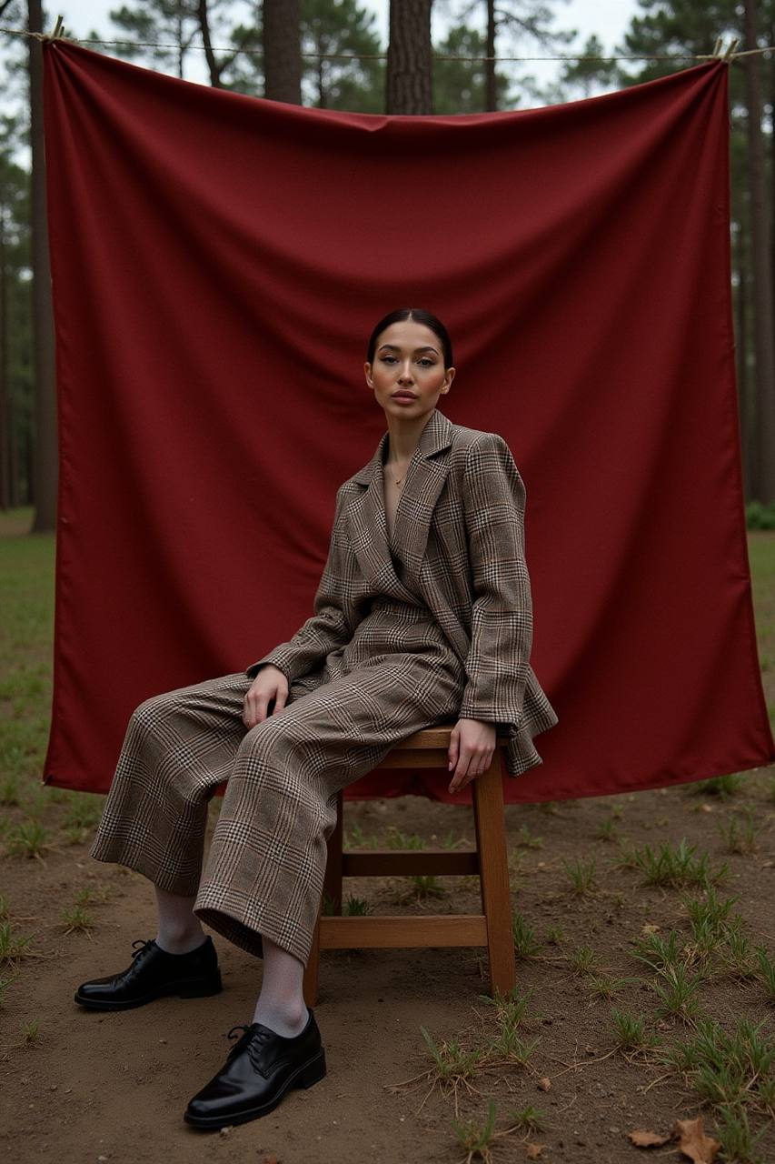 Cinematic Forest Fashion Editorial Portrait