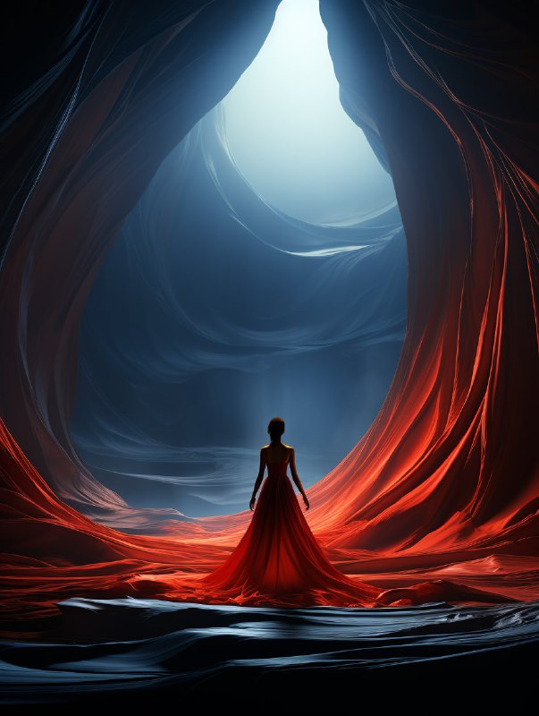 Minimalist Figure in Vast Dark Sapphire Space