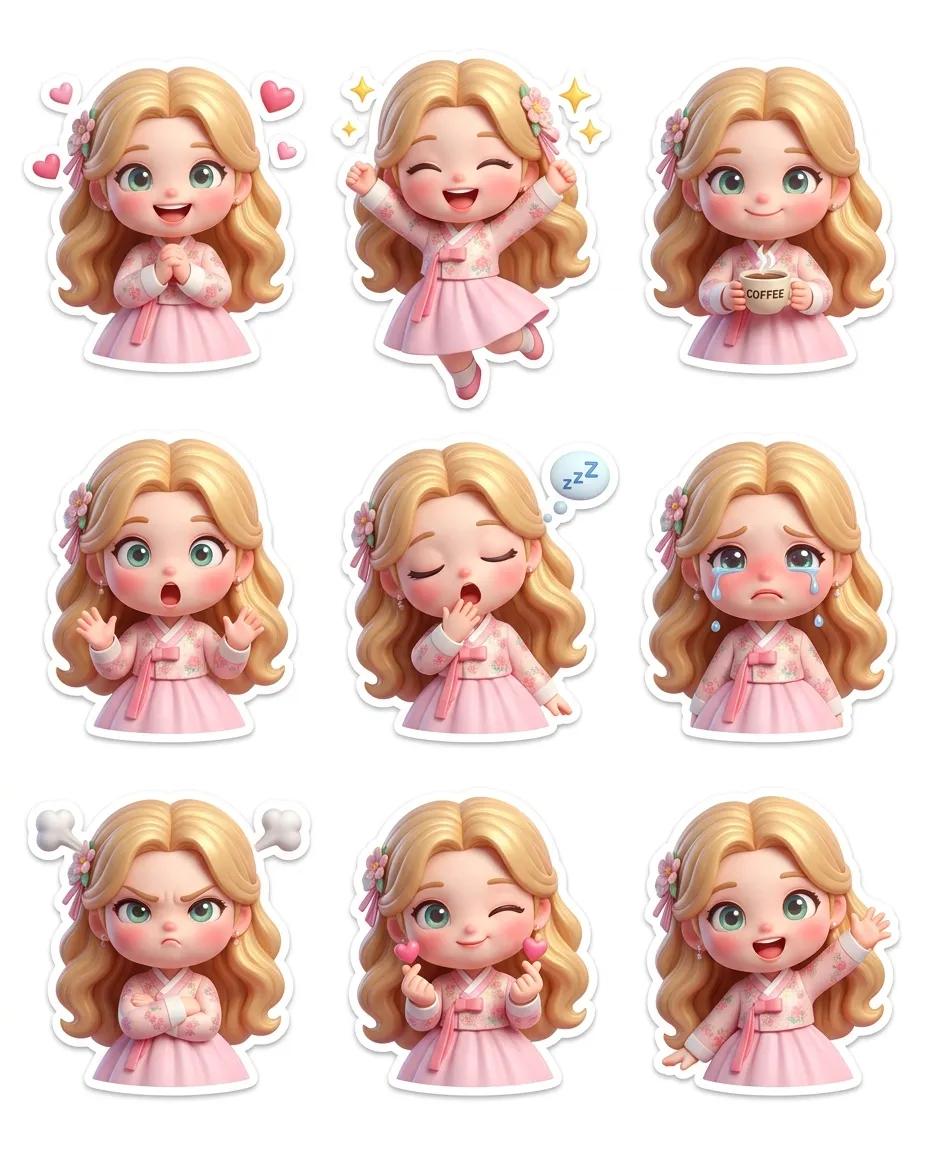 Pixar Style 3D Chibi Stickers