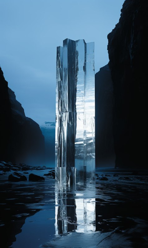 Moonlit Glacier Ice Chunks on Black Sand Beach