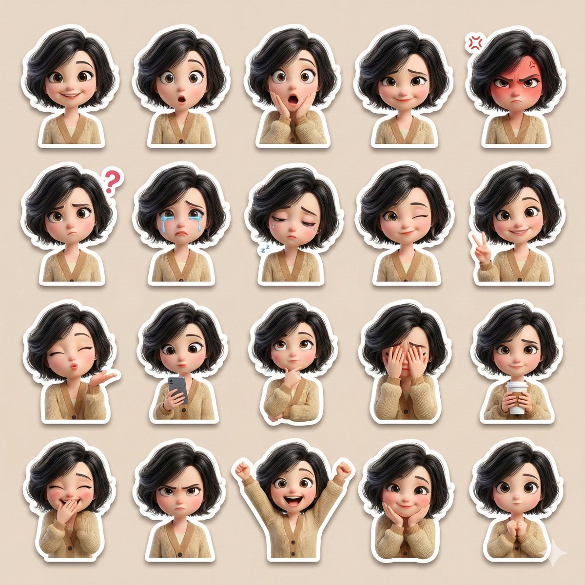 Cute Girl Sticker Collage Pack