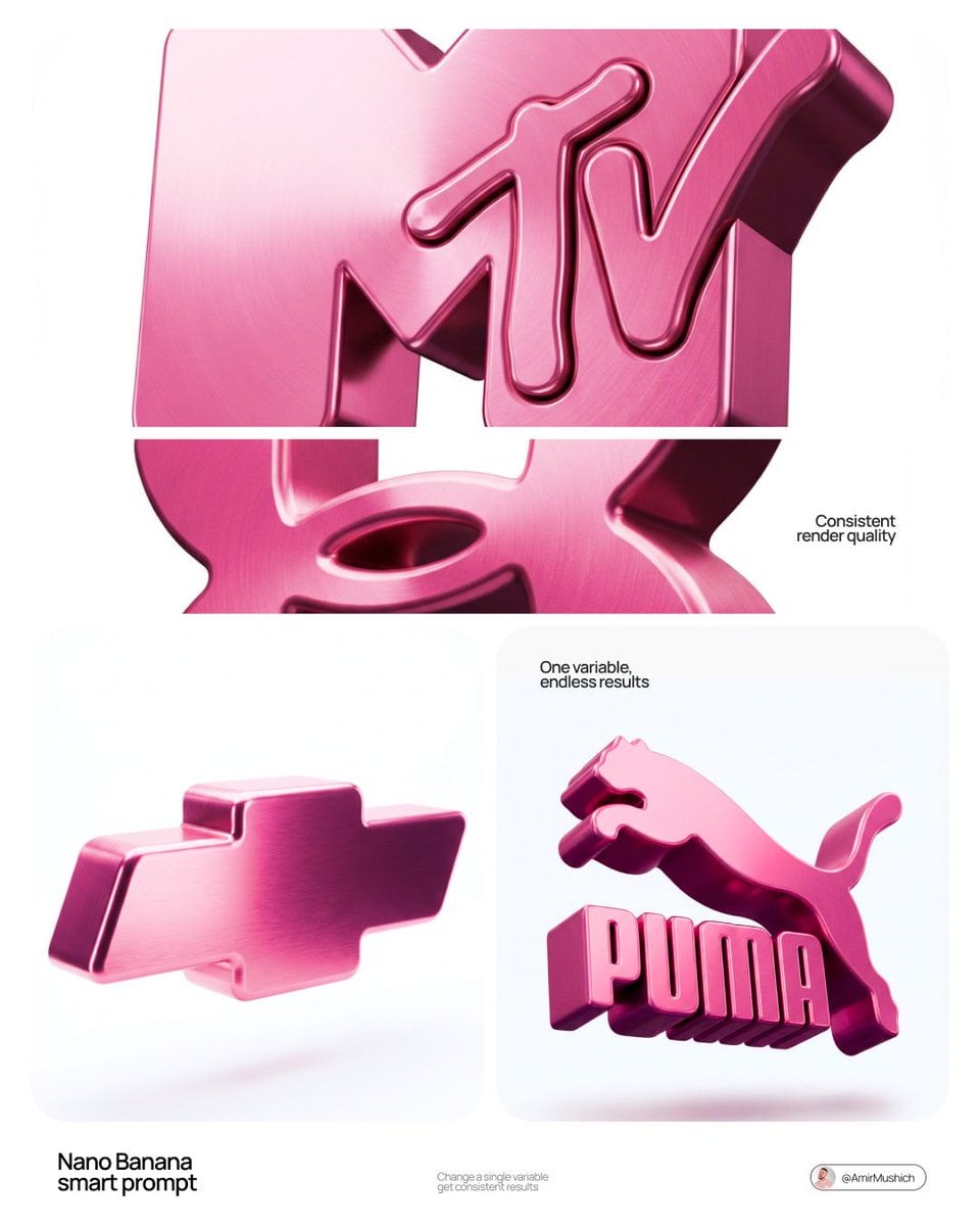 Pink Metallic 3D Logo Render