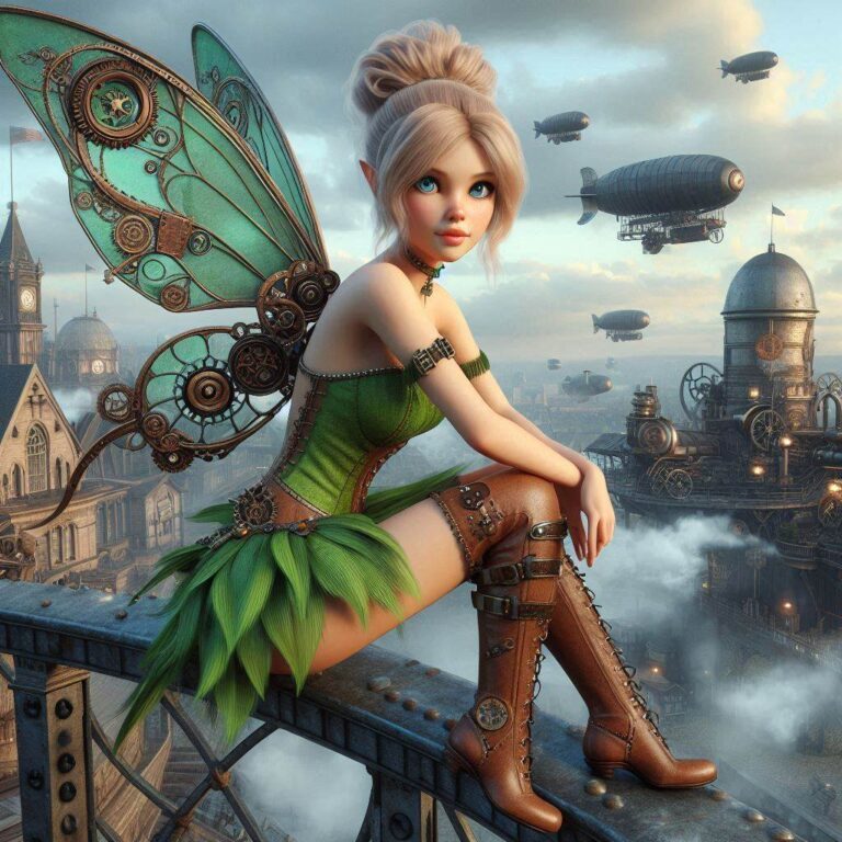 Steampunk Tinkerbell With Mechanical Geared Wings