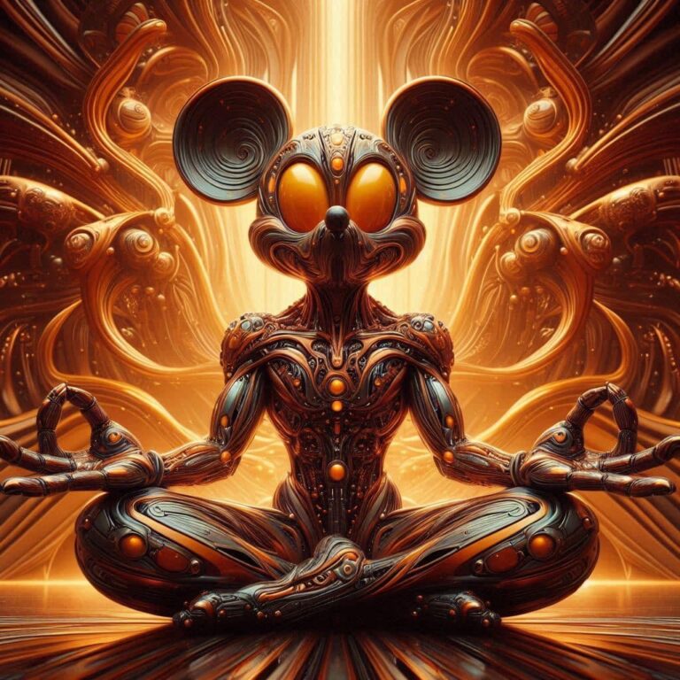 Amber Glass Meditating Alien Cyborg Portrait