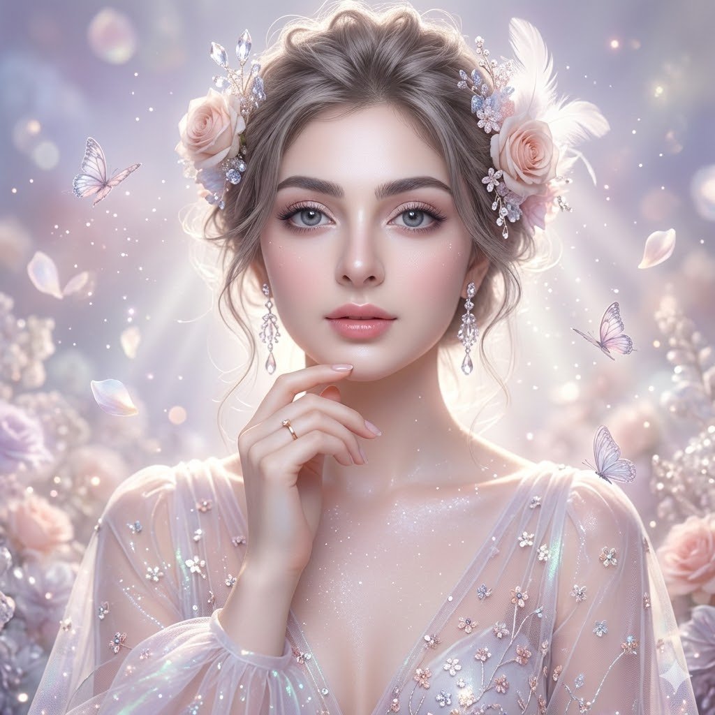 Ethereal Fairycore Fantasy Portrait Art