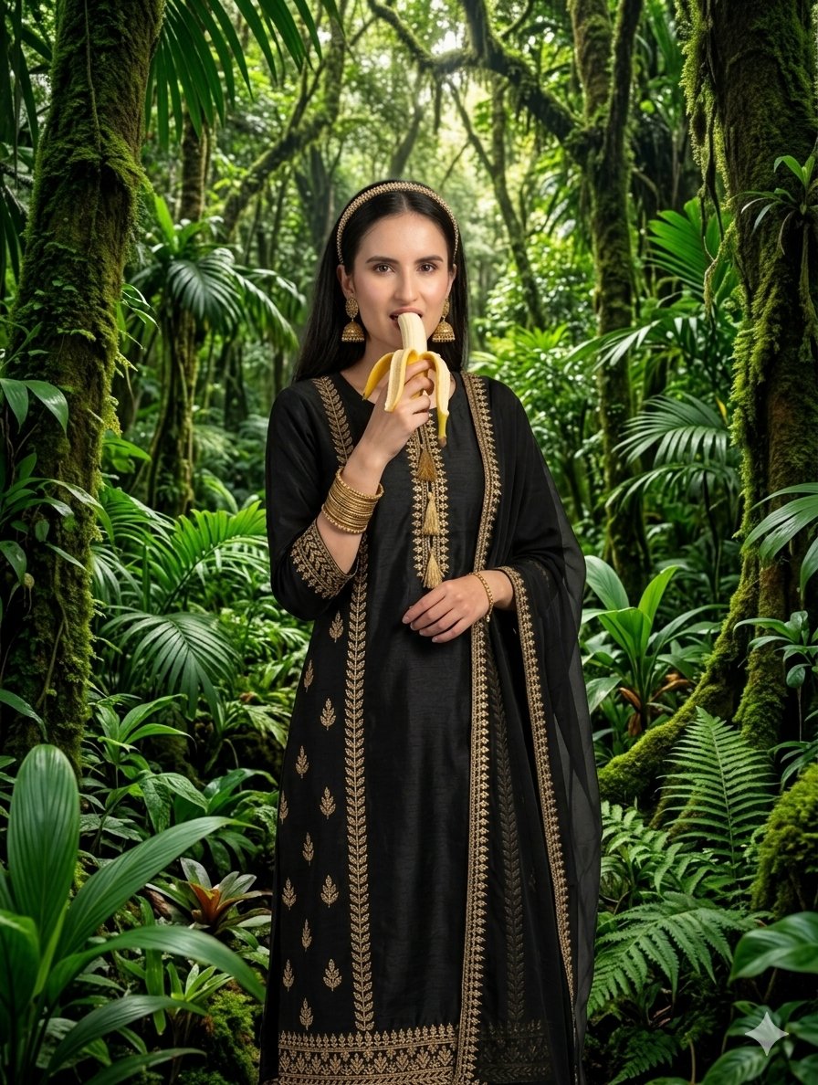 Golden Beauty Peeling Banana in Jungle