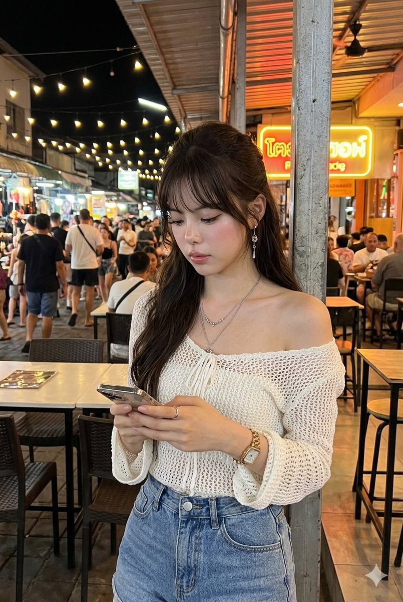 Glass-Skin Girl at Neon Night Market